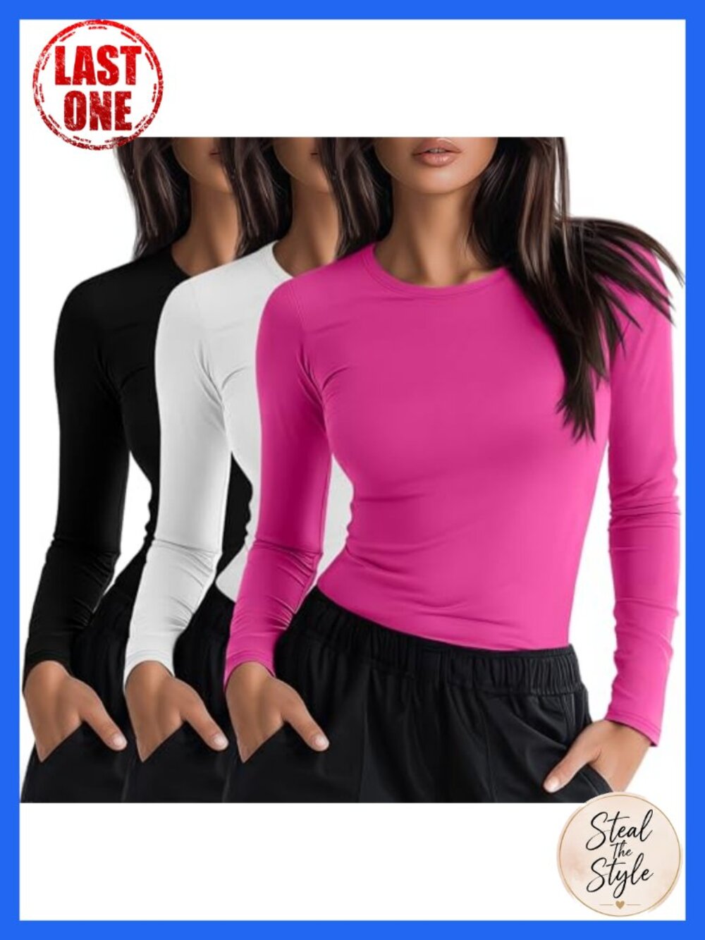 3 Pack Womens Long Sleeve Underscrub Shirts Cotton Polyester Spandex Slim Fit